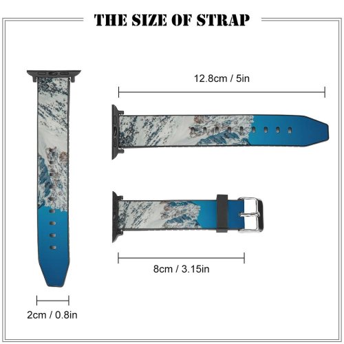 yanfind Watch Strap for Apple Watch Landscape Peak Activities Slope Leisure Pictures Outdoors Snow Stew   Avalanche Compatible with iWatch Series 5 4 3 2 1