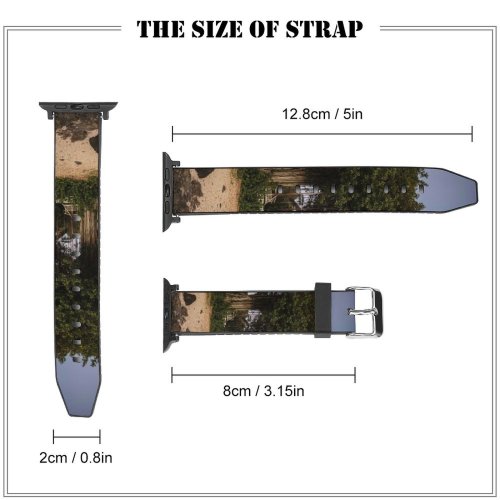 yanfind Watch Strap for Apple Watch Rural  Building Countryside Road Housing Plant Trunk Pictures Ground Outdoors Compatible with iWatch Series 5 4 3 2 1