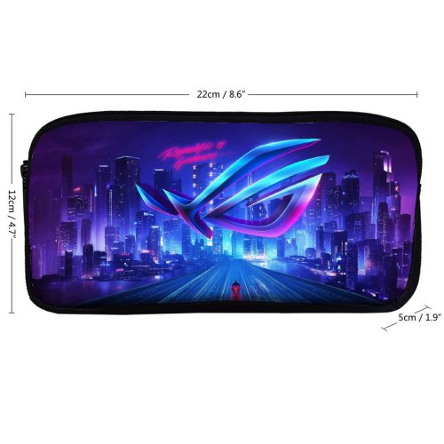 yanfind Pencil Case YHO Technology Republic Gamers ASUS ROG Cityscape Neon Zipper Pens Pouch Bag for Student Office School