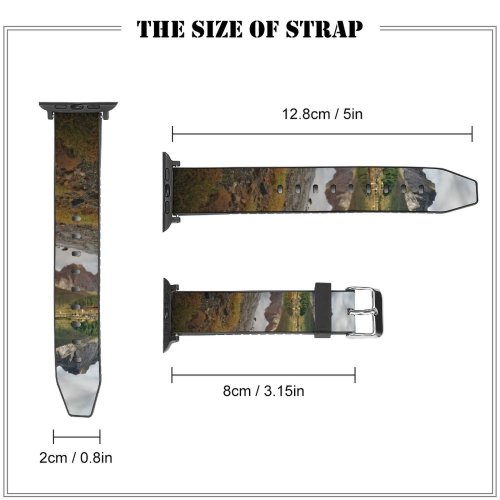 yanfind Watch Strap for Apple Watch Scenery Range Tree  Wilderness Plant Sunset Free Ground Basin Norway Compatible with iWatch Series 5 4 3 2 1