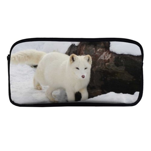yanfind Pencil Case YHO  Winter Dog Forest Wild Wolf Fox Snow Wildlife Fur Arctic Outdoors Zipper Pens Pouch Bag for Student Office School
