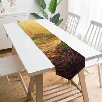 Yanfind Table Runner Dorothe Forest Path Sunlight Trees Woods Autumn Everyday Dining Wedding Party Holiday Home Decor