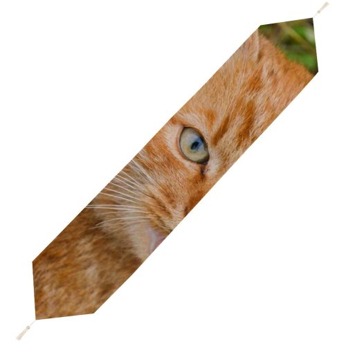 Yanfind Table Runner Funny Curiosity Outdoors Little Eye Staring Grass Whisker Downy Portrait Everyday Dining Wedding Party Holiday Home Decor