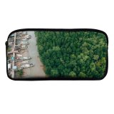 yanfind Pencil Case YHO Boats Above Drone From River Forest Woods Trees  Bird's Watercrafts Aerial Zipper Pens Pouch Bag for Student Office School