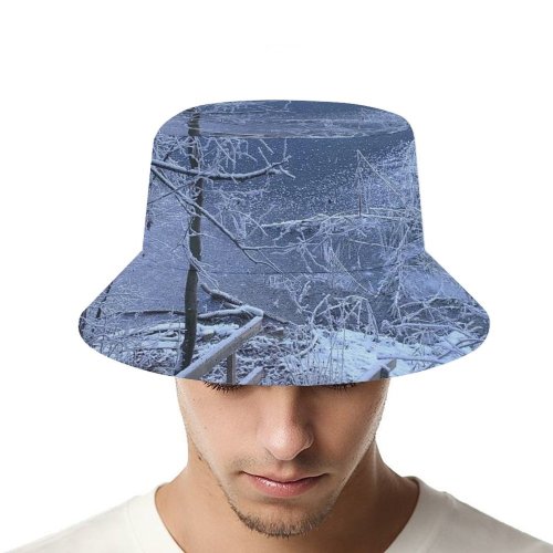 yanfind Adult Fisherman's Hat Winter Stairs Landscape Sky Trees Tree Ice Ice Branch Frost Winter Natural Fishing Fisherman Cap Travel Beach Sun protection