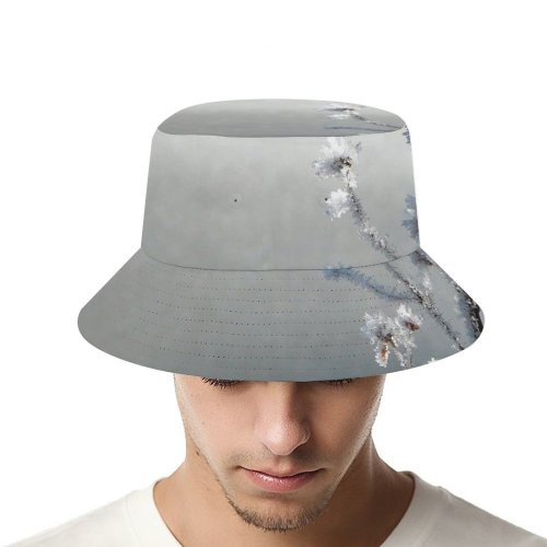 yanfind Adult Fisherman's Hat Winter Frost Spring Morning Snowflake Winter Holidays Quiet Sky Ice Branch Twig Fishing Fisherman Cap Travel Beach Sun protection