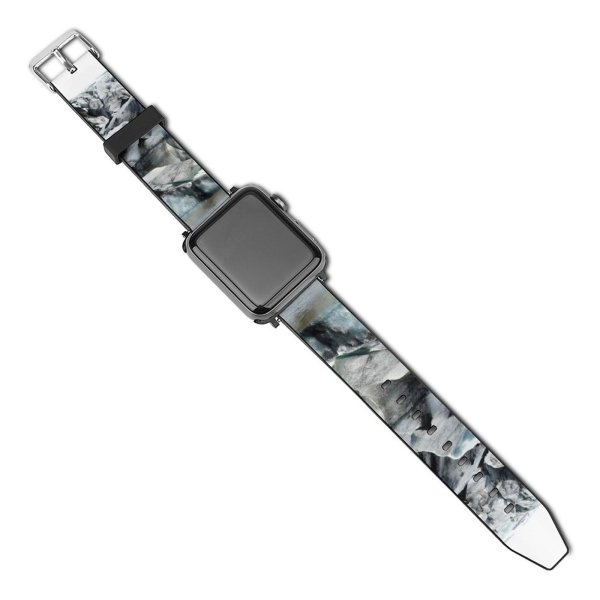 yanfind Watch Strap for Apple Watch Landscape Domain Rock Iceland Pictures Winter Desolate Sea Outdoors Grey Snow Compatible with iWatch Series 5 4 3 2 1