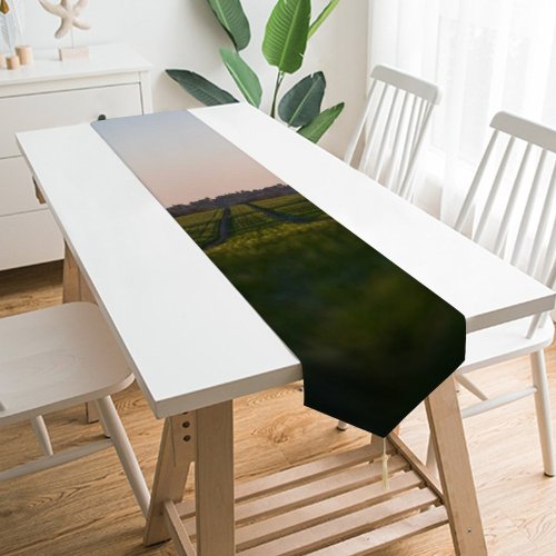 Yanfind Table Runner Simplistic Offroad Field Farmer Sky Tree Paddy Grass Simple Space Free Everyday Dining Wedding Party Holiday Home Decor
