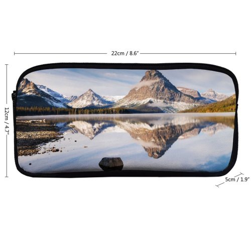 yanfind Pencil Case YHO Sven Muller  Mountains Mirror Lake  Range Reflection Snow Covered Winter Zipper Pens Pouch Bag for Student Office School