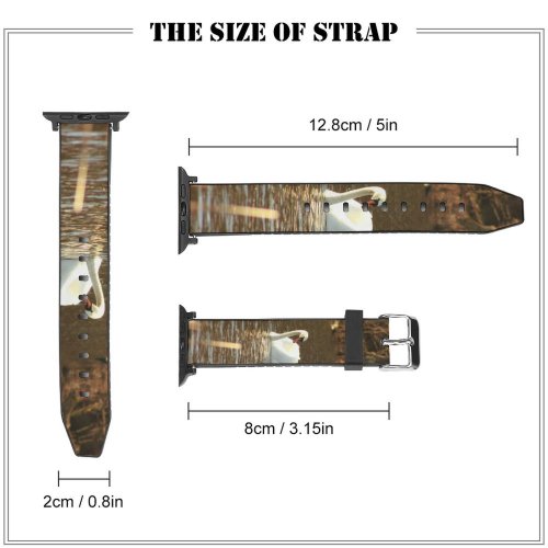 yanfind Watch Strap for Apple Watch  Swans Browns Lake Bird Ducks Geese Beak Waterfowl Wildlife Grass Family Compatible with iWatch Series 5 4 3 2 1