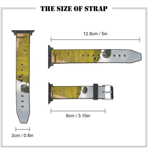 yanfind Watch Strap for Apple Watch Countryside Road Plant Domain Mound Pictures Grassland Outdoors Tree Public Field Compatible with iWatch Series 5 4 3 2 1