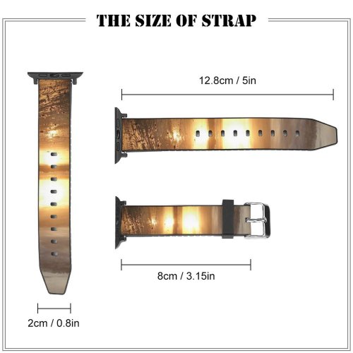 yanfind Watch Strap for Apple Watch Sunset Beach  Gold Golden  Sand  Sky Horizon Sunrise Afterglow Compatible with iWatch Series 5 4 3 2 1