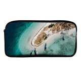 yanfind Pencil Case YHO Boats Above Shore From Island Seashore  Bird's Watercrafts Aerial Shot Zipper Pens Pouch Bag for Student Office School