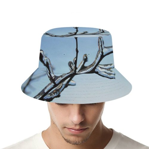 yanfind Adult Fisherman's Hat Winter Frozen Freeze Spring Stem Winter Blizzard Leaves Branch Sky Plant Ice Fishing Fisherman Cap Travel Beach Sun protection