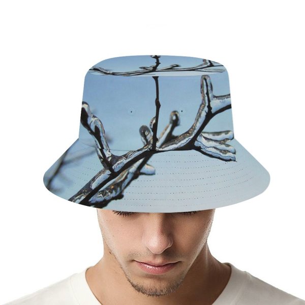 yanfind Adult Fisherman's Hat Winter Frozen Freeze Spring Stem Winter Blizzard Leaves Branch Sky Plant Ice Fishing Fisherman Cap Travel Beach Sun protection