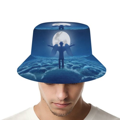 yanfind Adult Fisherman's Hat RicoDZ Fantasy Moon Above Clouds Dream Wings Night Moonlight Fishing Fisherman Cap Travel Beach Sun protection