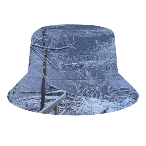 yanfind Adult Fisherman's Hat Winter Stairs Landscape Sky Trees Tree Ice Ice Branch Frost Winter Natural Fishing Fisherman Cap Travel Beach Sun protection