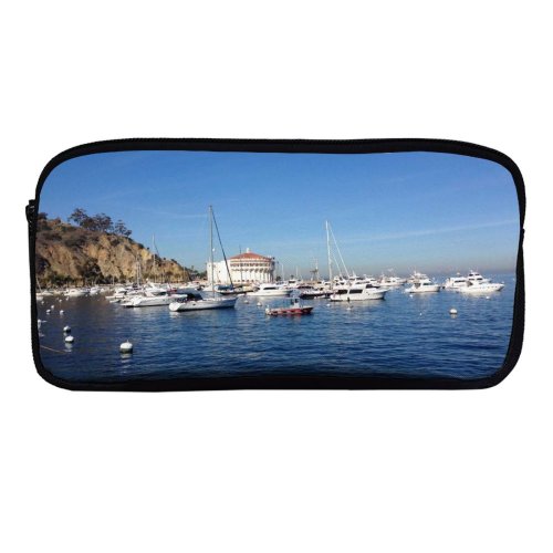 yanfind Pencil Case YHO Marina Casino Cloud Landforms  Sky Santa Sea Ocean Mountainous Catalina Zipper Pens Pouch Bag for Student Office School