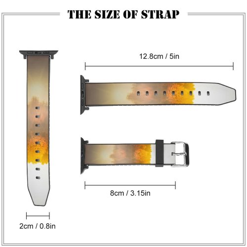 yanfind Watch Strap for Apple Watch Autumn Trees Sunflare Sunrise Reflection Lake Morning Fog Compatible with iWatch Series 5 4 3 2 1