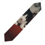 Yanfind Table Runner Funny Curiosity Sit Cute Cat Young Blur Eye Baby Little Portrait Pet Everyday Dining Wedding Party Holiday Home Decor
