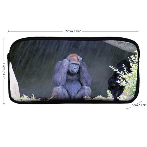 yanfind Pencil Case YHO Chimpanzee Terrestrial Gorrilla   Primate Vertebrate Organism Wildlife Sad Zipper Pens Pouch Bag for Student Office School