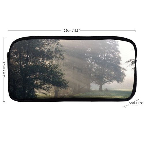 yanfind Pencil Case YHO Beams Morning Haze Tree Fog Sunlight Rays Sky Mist Mist Landscape Zipper Pens Pouch Bag for Student Office School