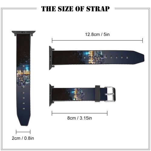 yanfind Watch Strap for Apple Watch Michael Kaldani Oakland Bay   Francisco Cityscape City Lights Night Time Compatible with iWatch Series 5 4 3 2 1
