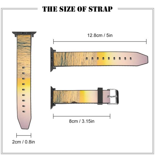 yanfind Watch Strap for Apple Watch Lowe Rehnberg Milos Beach Greece Lefkada Island Lone Rock Sunset Clear Sky Compatible with iWatch Series 5 4 3 2 1