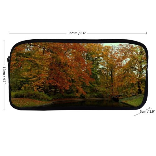 yanfind Pencil Case YHO Bank Grass Tree Tree Waterway Park Bushes October Leaf Landscape Vegetation Natural Zipper Pens Pouch Bag for Student Office School