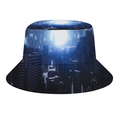 yanfind Adult Fisherman's Hat SciFi Futuristic City Energy Moon Dark Power Fishing Fisherman Cap Travel Beach Sun protection
