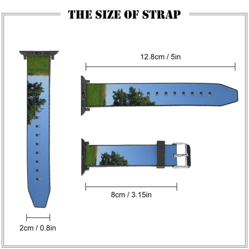 yanfind Watch Strap for Apple Watch Tree Sky Grass Landscape Field Clear Space Copyspace Hill Natural Grassland Daytime Compatible with iWatch Series 5 4 3 2 1