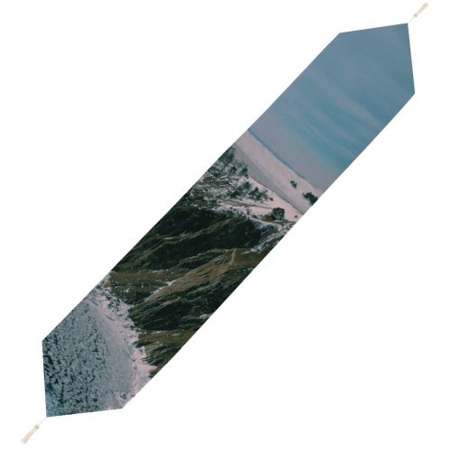 Yanfind Table Runner Drone Glacier Range Lake Mountain Snow Baikal Irkutsk Winter Ice Everyday Dining Wedding Party Holiday Home Decor