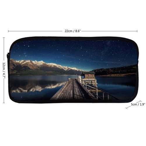 yanfind Pencil Case YHO Dominic Kamp Lake Wakatipu Zealand  Range Snow Covered Reflection  Mountains Zipper Pens Pouch Bag for Student Office School