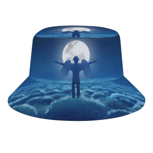 yanfind Adult Fisherman's Hat RicoDZ Fantasy Moon Above Clouds Dream Wings Night Moonlight Fishing Fisherman Cap Travel Beach Sun protection