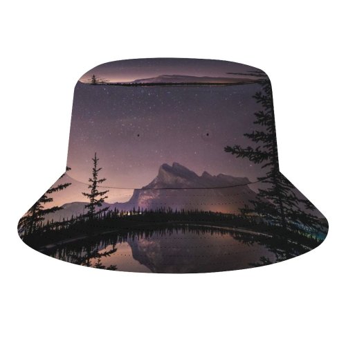 yanfind Adult Fisherman's Hat Peter Kieren Mount Rundle Nightscape Banff National Park Reflection Starry Sky Fishing Fisherman Cap Travel Beach Sun protection
