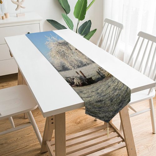 Yanfind Table Runner Winter Hom Spring form Bushes Outside Natural Woody Landscape Light Branch Clouds Everyday Dining Wedding Party Holiday Home Decor