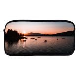 yanfind Pencil Case YHO Boats Beautiful Placid Sunset Landscape Evening Travel Light Beach  Watercrafts River Zipper Pens Pouch Bag for Student Office School