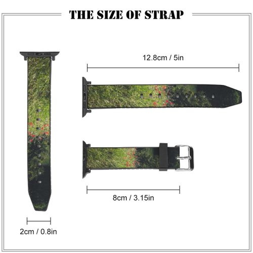 yanfind Watch Strap for Apple Watch Rural Countryside Plant Creative Farm Grassland Outdoors Poppy Flower Field Compatible with iWatch Series 5 4 3 2 1