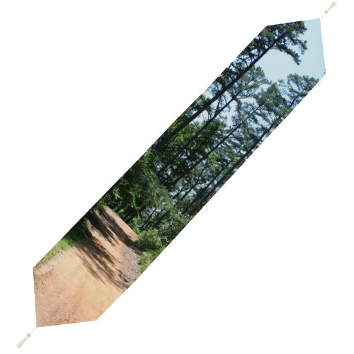 Yanfind Table Runner Coniferous Woods Fir Tropical Tree Trail Road Forest Trees Way Natural Road Everyday Dining Wedding Party Holiday Home Decor