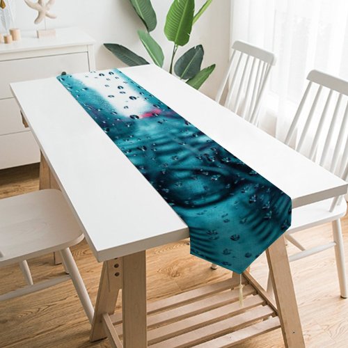 Yanfind Table Runner Blur H Window Waterdrops Wet Droplets Glass Rain O Drops Raindrop Everyday Dining Wedding Party Holiday Home Decor
