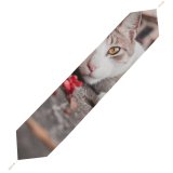Yanfind Table Runner Young Kitty Grey Pet Funny Outdoors Street Fall Kitten Portrait Whiskers Cute Everyday Dining Wedding Party Holiday Home Decor