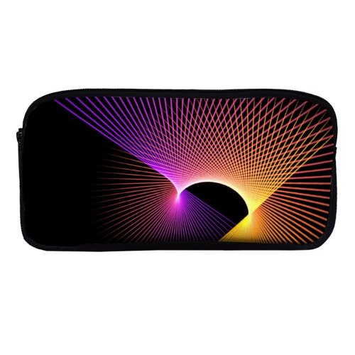 yanfind Pencil Case YHO PIRO Abstract Dark Patterns Multicolor Lines Colorful Glowing Zipper Pens Pouch Bag for Student Office School