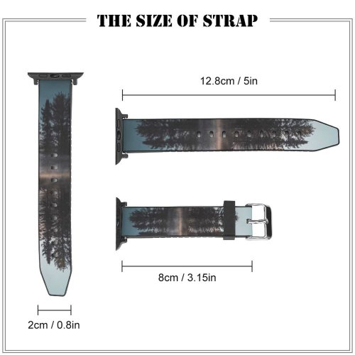 yanfind Watch Strap for Apple Watch Dawn Lake Tree Sky Sunset Fog Dusk Reflection PNG Outdoors Forest Compatible with iWatch Series 5 4 3 2 1
