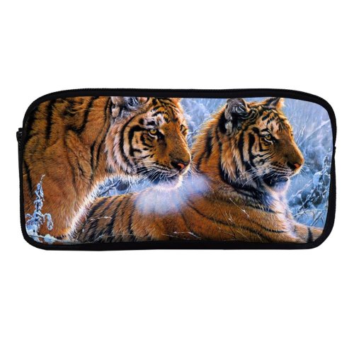 yanfind Pencil Case YHO Tigers Pair Frozen Winter Snow Big Cats Zipper Pens Pouch Bag for Student Office School