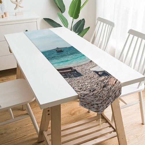 Yanfind Table Runner Beautiful Sand Vacation Landscape Daylight Travel Leisure Waves Island Paradise Beach Turquoise Everyday Dining Wedding Party Holiday Home Decor