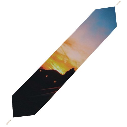 Yanfind Table Runner Backlit Golden Dark Lights Clouds Tent Sunset Landscape Evening Travel Outdoors Hour Everyday Dining Wedding Party Holiday Home Decor