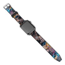 yanfind Watch Strap for Apple Watch Benjamin Suter Chicago Skyscrapers Cityscape Night City Lights Aerial Willis  Illinois Compatible with iWatch Series 5 4 3 2 1