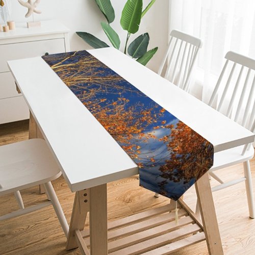 Yanfind Table Runner Sky Autumn Woody Leaves Sky Fall Branch Wood Clouds Leaf Bark Leaf Everyday Dining Wedding Party Holiday Home Decor