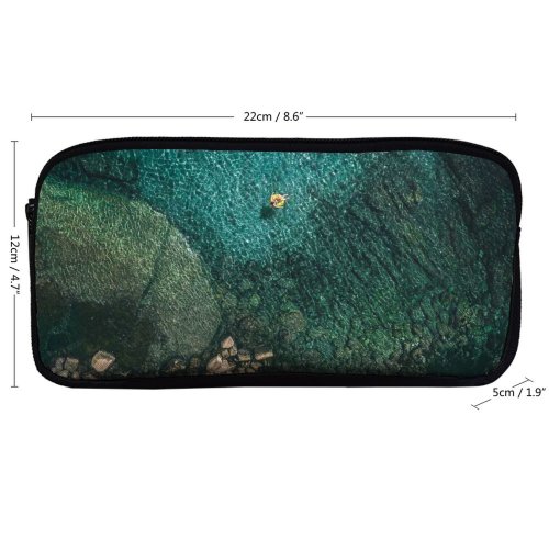 yanfind Pencil Case YHO Seashore Aerial Rocky Coast IOS Zipper Pens Pouch Bag for Student Office School