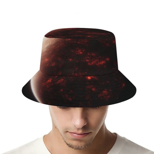 yanfind Adult Fisherman's Hat Space Planet Burning Space Exploration Dark Fishing Fisherman Cap Travel Beach Sun protection